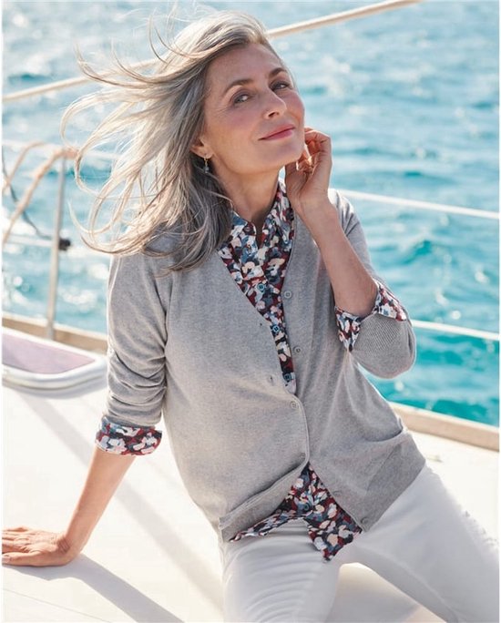 1 Pack Cardigan Femme L/ S BOUTONS KNIT - Taille XL (Poitrine : 57cm & Longueur : 70cm) Grijs