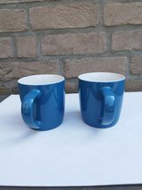 Argon - Set van 2 koffie/theetassen - 350 ml -Blauw/wit - hoge volumekorting