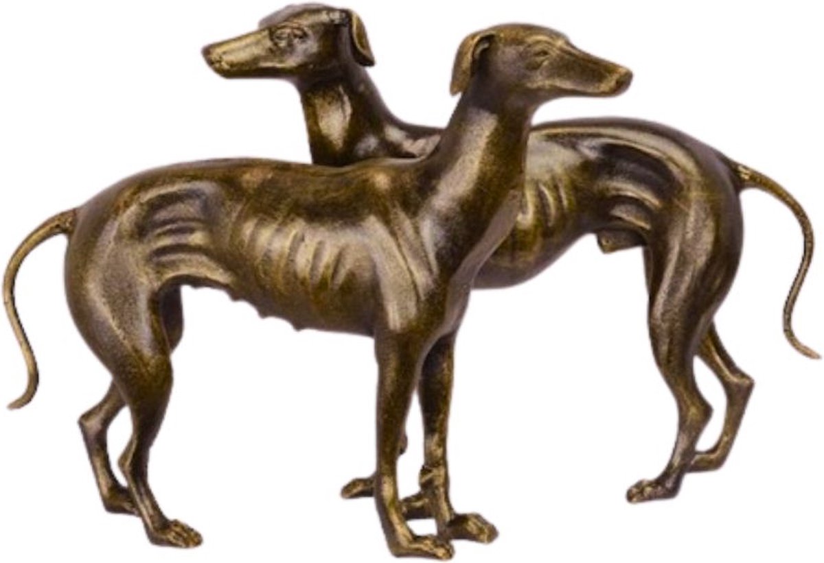 Windhonden - Gietijzer Beeld - Honden Beeldje - Hond Sculptuur - Woondecoratie - Decoratie Interieur - 37x9x29