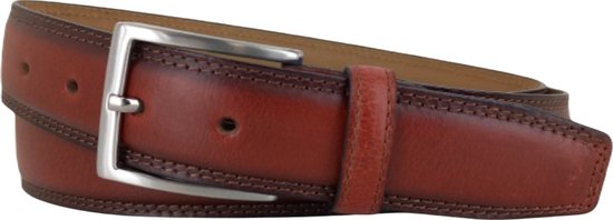 Riem en cuir d'affaires hommes/femmes | Couleur: cognac | 3,5 cm de large | Double couture | Taille de la ceinture : 105 cm (longueur totale : 120 cm) | 100% cuir véritable | Boucle sans nickel