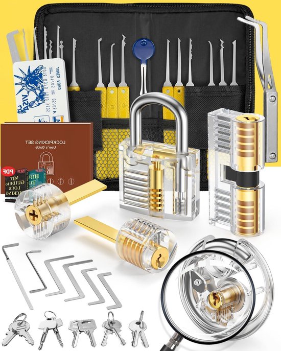 MULTIPICK Oefening Cilinder Lockpicking Set - [incl. 50-delig Pinning Kit] Lock Picking Tool - variabel 6-pins EU oefenslot - slot kraken - trainingsslot voor beginners en professionals