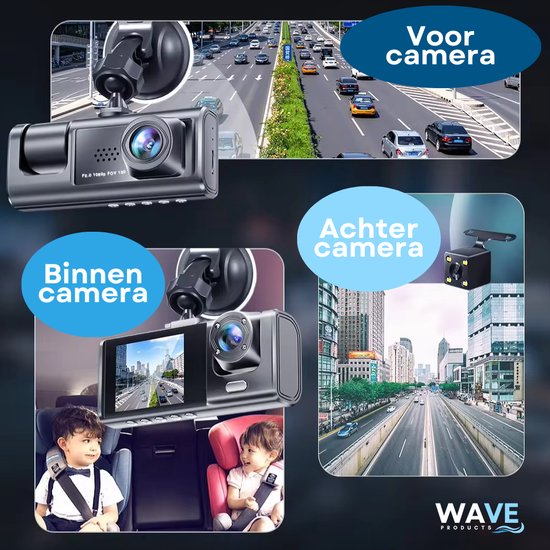 Abask Dash Cam voor en achter, camera voor auto Dual 1080P, 3 inch scherm, WDR, 320° groothoek, parkeermonitor, bewegingsdetectie, ongevaldetectie, lusopname Abask Dash Cam voor en achter, camera voor auto Dual 1080P, 3 inch scherm, WDR, 320° groothoek, parkeermonitor, bewegingsdetectie, ongevaldetectie, lusopname