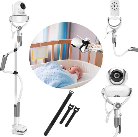 Foto: Babyfoon houder baby camerahouder witte standaard met klem