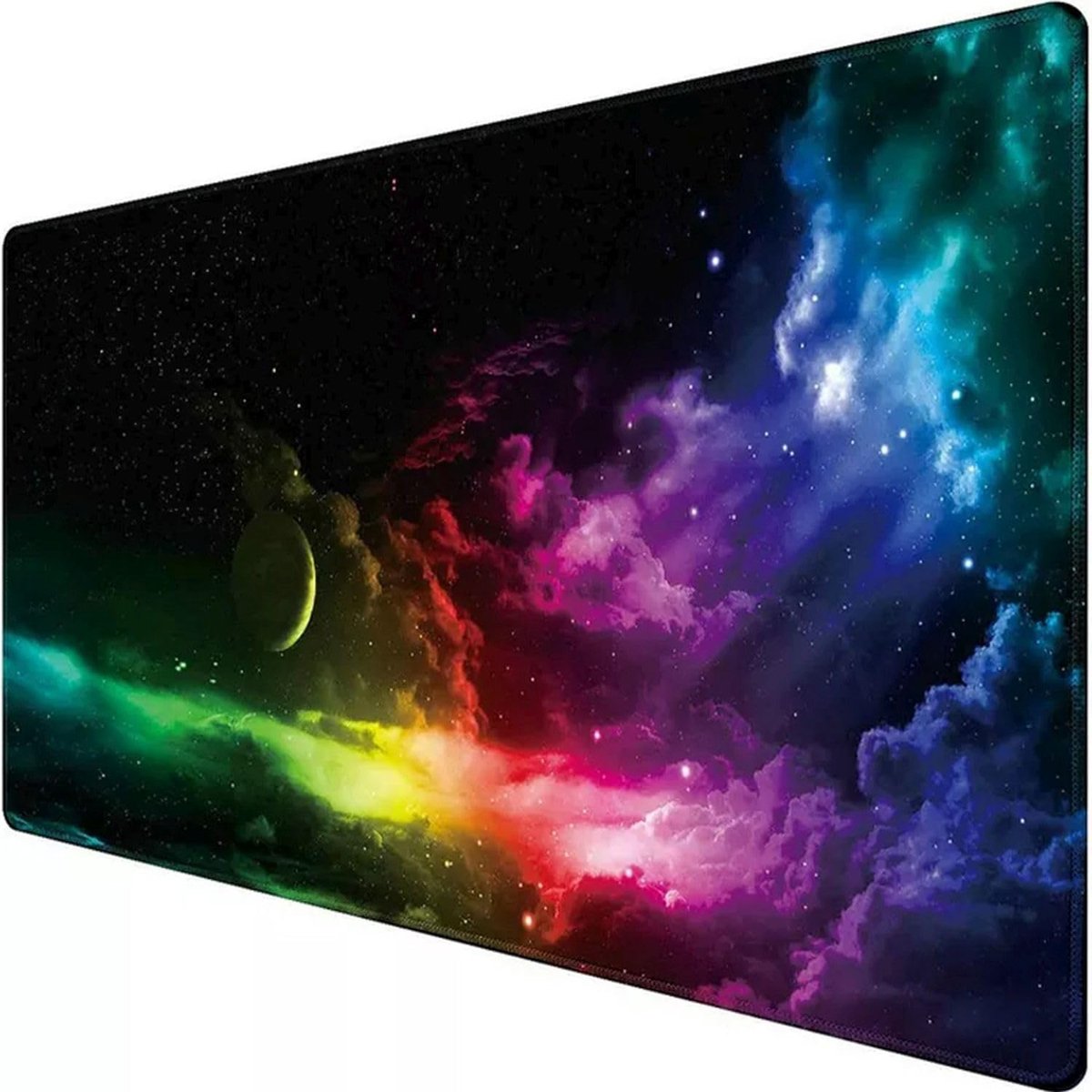StayPowered XXL Gaming Muismat - Onbegrensde Beweging en Precisie - 89x40cm Antislip Onderkant - Ergonomisch Comfort - Slijtvast Materiaal - Uniek Kosmisch Design - Universeel Gebruik - Zwart - Levering Sneller dan Aangegeven!