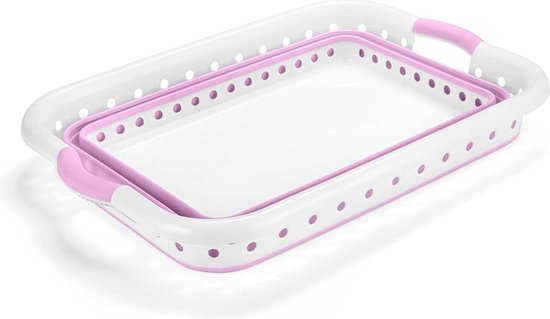 Opvouwbare rechthoekige wasmand inklapbaar - 45 liter - wit en roze van Excellent Houseware — afbeelding 4