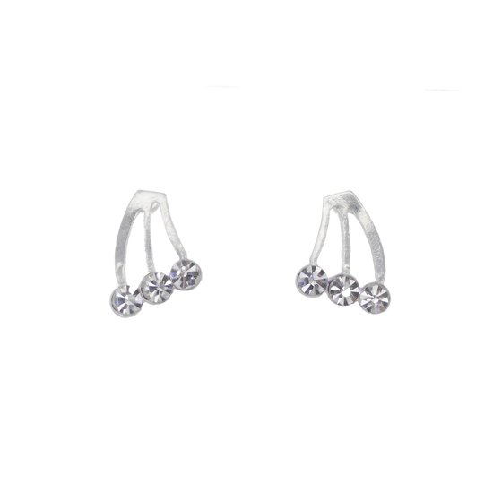 Behave – Boucles d'oreilles – Petites Boucles d'oreilles en argent sterling avec pierres en cristal transparentes