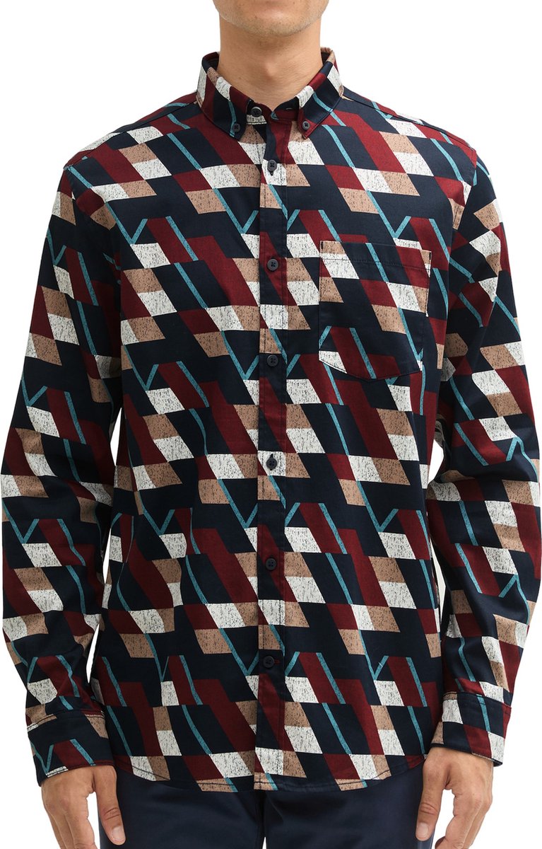 Tom Tailor Lange mouw overhemd Heren XXL Bordeau Katoen 1042667 bol