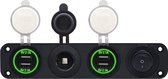 Chargeur Voiture USB ProRide 12V 4 Portes - 5V/2.1A - Interrupteur et Prise Cigarette 12V - Quadruple panneau intégré
