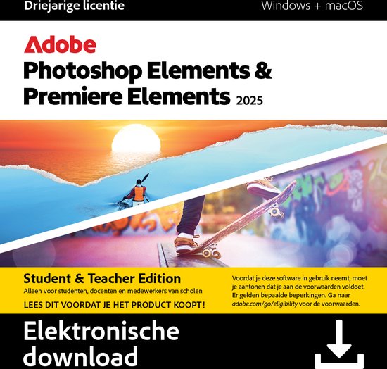 Adobe & Premiere Elements 2025 (3 Jarige Licentie) Student