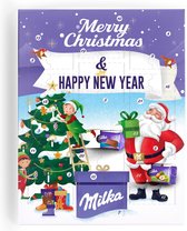 Milka Adventskalender - Adventkalender 2024 - 24 overheerlijke Milka Chocolaatjes - 4 Verschillende smaken Chocolade - Het perfecte kerstcadeau - "Happy New Year"