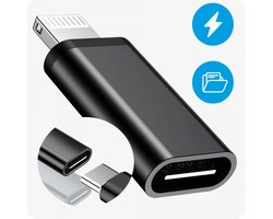 USB - C naar Lightning Adapter | Met OTG Functie | Geschikt voor Opladen & Dataoverdracht | Verloop | Koppelstuk | Tussenstukje | Zwart