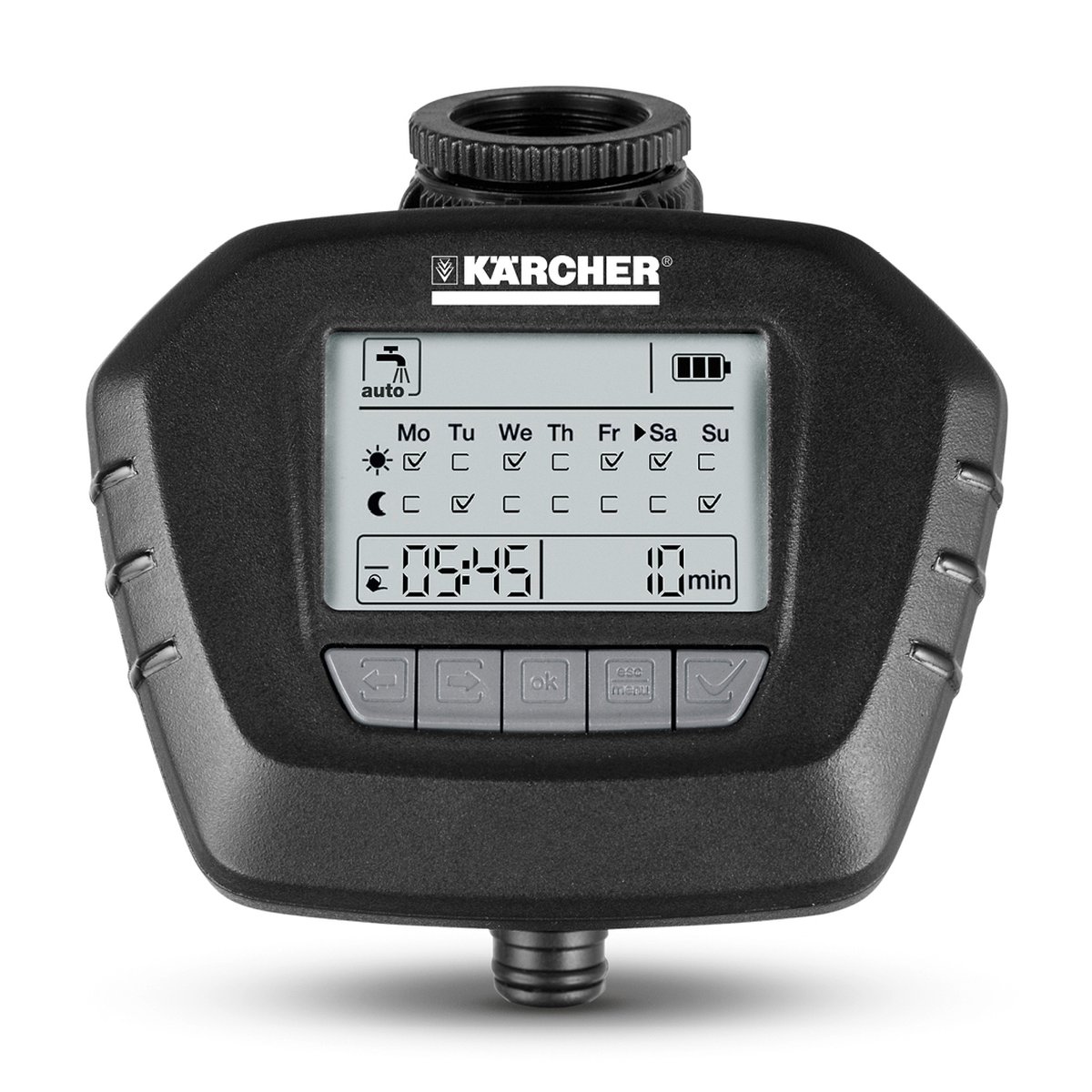 Kärcher Watertimer WT 5  Vier Beschikbare Modi, Automatisch Besproeien Weekdagen Exacte Tijd Duur Instelbaar Afneembaar Display Incl Kraanaansluiting En Voorfilter 9 V Vereist Niet Inbegrepen 2871583787