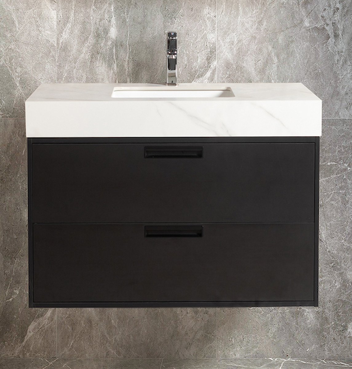 LINEA UNO - Altira 80 - Mat zwart - Badmeubel - - 301590