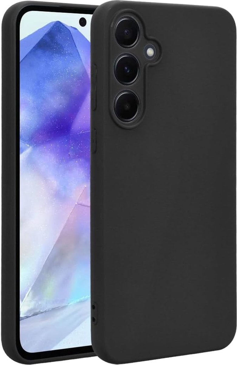 Hoesje geschikt voor Samsung A55 Zwart - Zwart Case Geschikt voor Samsung A55 - Samsung A55 Hoesje Zwart - Extra verhoogd camera bescherming