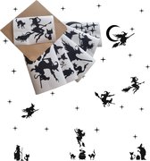 Statische raamstickers Heksen – Halloween raamdecoratie set 34-delig – Herbruikbaar, Duurzaam en geleverd in stevige bewaarenvelop