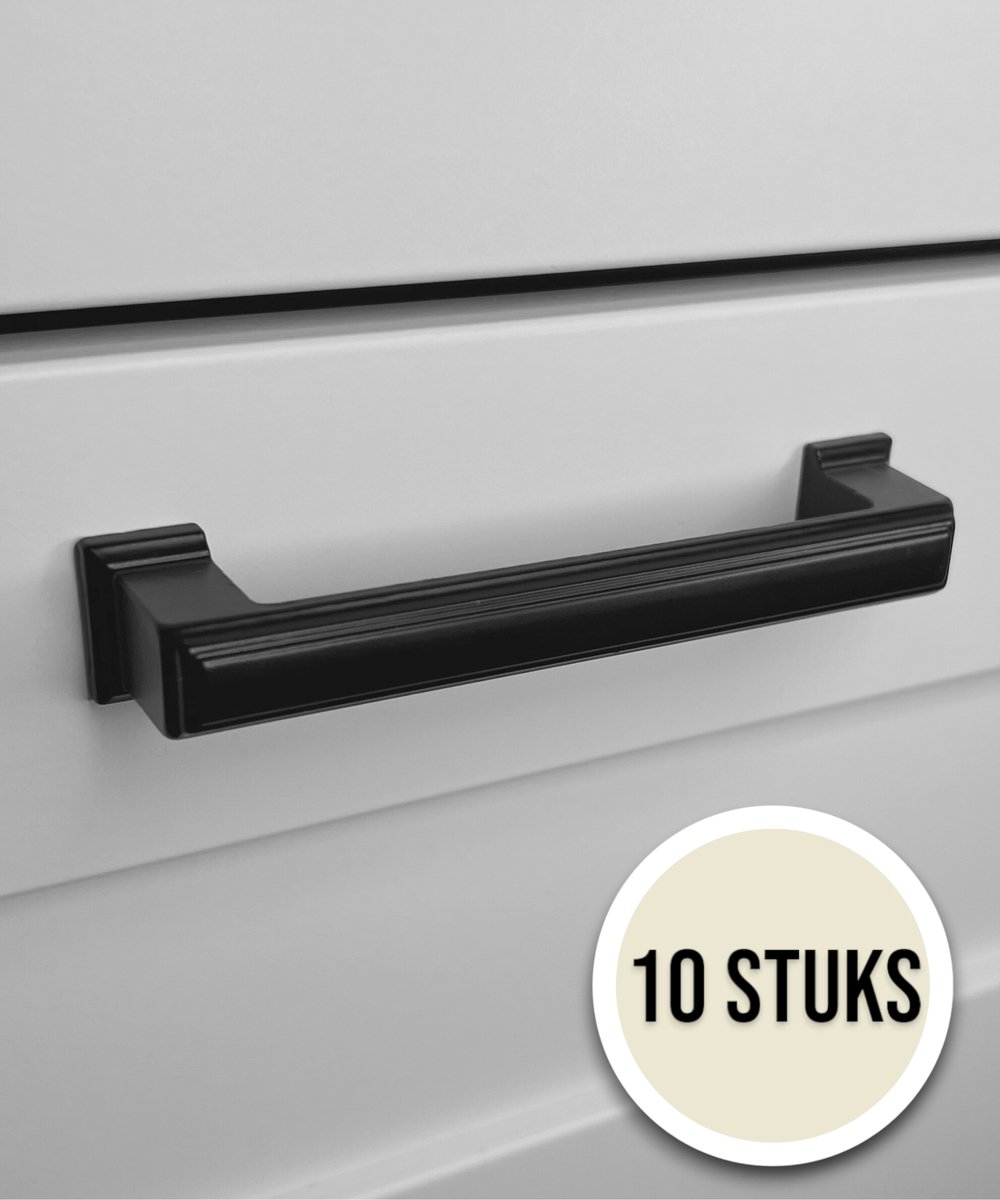 Handgreep Zwart RVS – 192mm – ''Amsterdam'' – 10 Stuks – Meubelgreep | Keukengreep – Kastgreep – Ladegreep – Incl. Schroeven