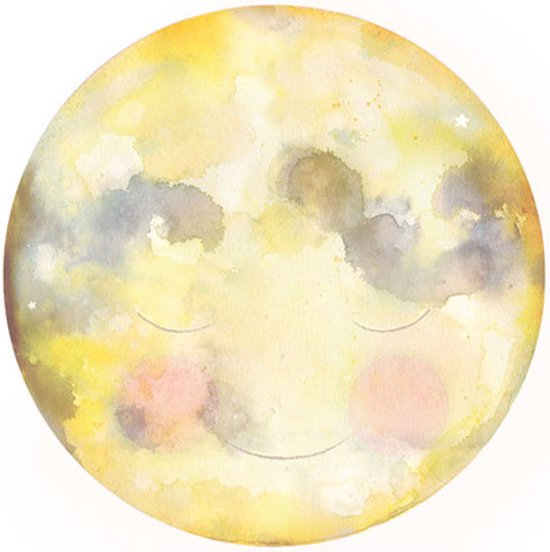 Papier peint lune baiser cercle 95x95 cm | Pour chambre de Bébé et d'enfant | Relocalisable | Propre conception | Design de brise-cœur