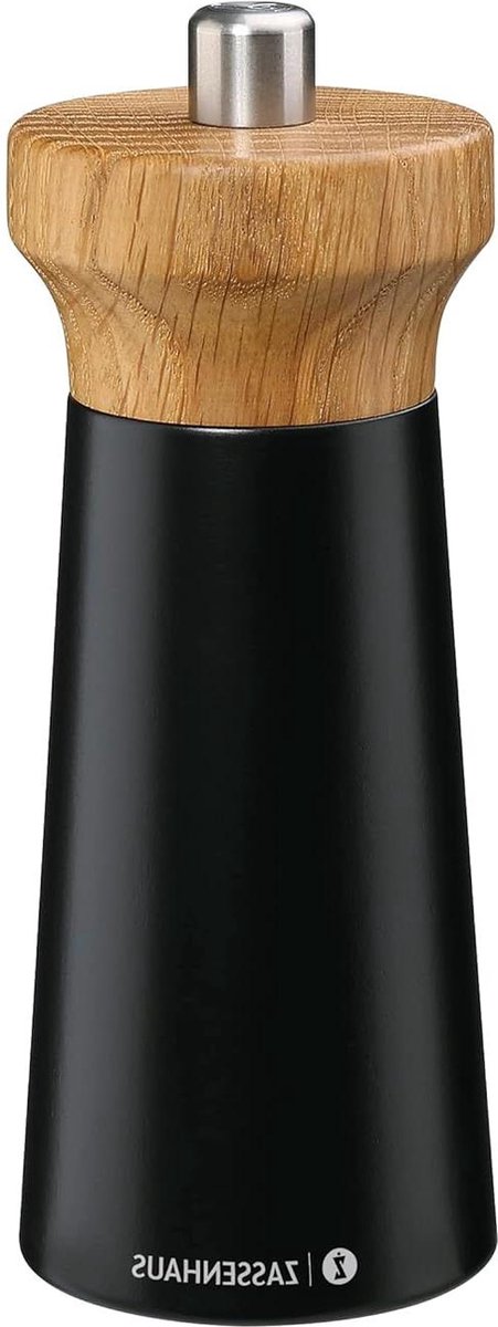 Salt Mill - Infinitely Adjustable Ceramic Grinder - 14 cm Diameter - Oak Wood - Powerful - 5.3 cm