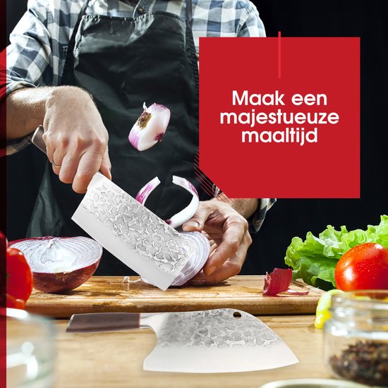 Master Knives© Couperet Japonais Professionnel - 20 CM - Lame Tranchante Rasoir Acier Inoxydable - Manche Ergonomique en Bois