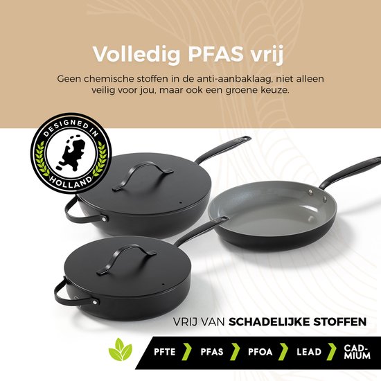 BE Living Pannenset 5-delig - Koekenpannen 20, 24 E 28 Cm Wokpan 30 Cm Hapjespan 28 Cm   Keramische Koekenpannenset   Pfas Vrije Koekenpan Inductie   Geschikt Voor Alle Warmtebronnen   Grijs 769958954