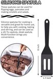Een zwarte siliconen spatel van 8 inch met sleuven, ideaal voor het bakken van brownies.