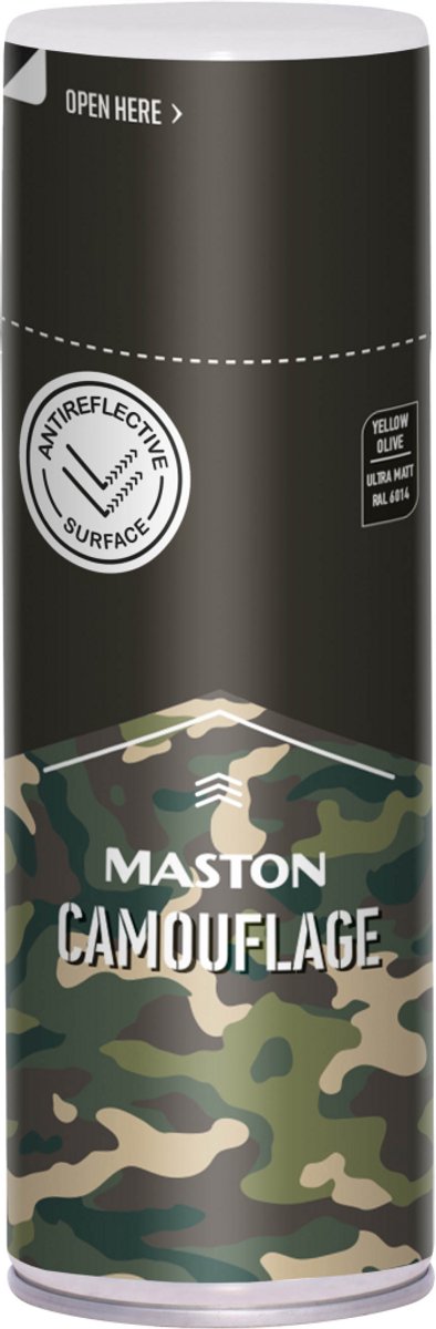 Maston Camouflage Spray - Ultramat - Geel olijfgroen (RAL 6014) - spuitverf - 400 ml - spuitbus verf