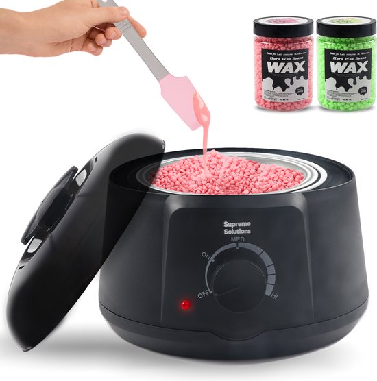 Foto: Supreme solutions wax apparaat ontharingsapparaat harsapparaat waxverwarmer wax heater ontharen wax beans 400 gram wax parels siliconen spatel geschikt voor het ontharen van lichaam en gezicht