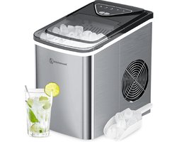Kitchenwell IJsblokjesmachine – 2L – IJsblokjesmaker met IJsschep – 12kg/24 uur – Zelfreinigingsfunctie – Zilver