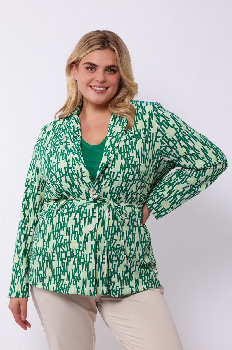 Exxcellent - Senne Blazer 24vze45 Zand Bladgroen - Maat : 42