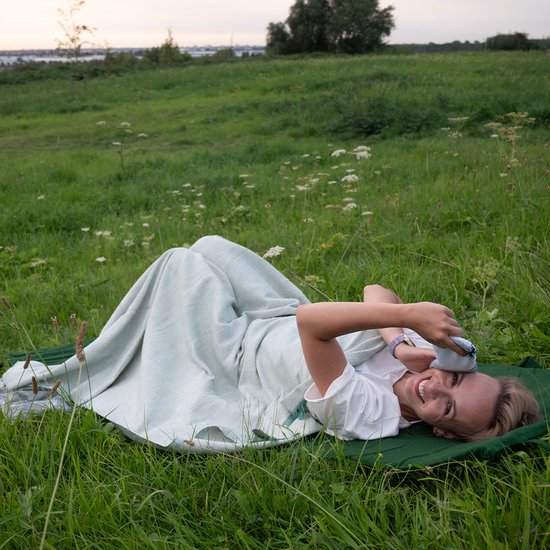 Samarali Yoga Deken Chambray Groen- 100% Biologisch katoen - 200x150 cm - Handgemaakte meditatiedeken - Comfort en veelzijdigheid van Merkloos — afbeelding 5
