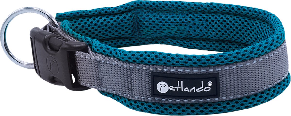 Petlando Hondenhalsband Outdoor Grijs&Petrol - Klikhalsband - S 40-45x2.5 Cm