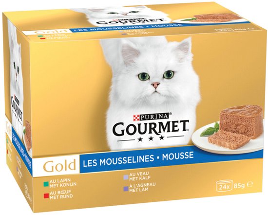 Gourmet Gold Mousse Rund - Konijn - Kalfsvlees - Lam 24 x 85 gr
