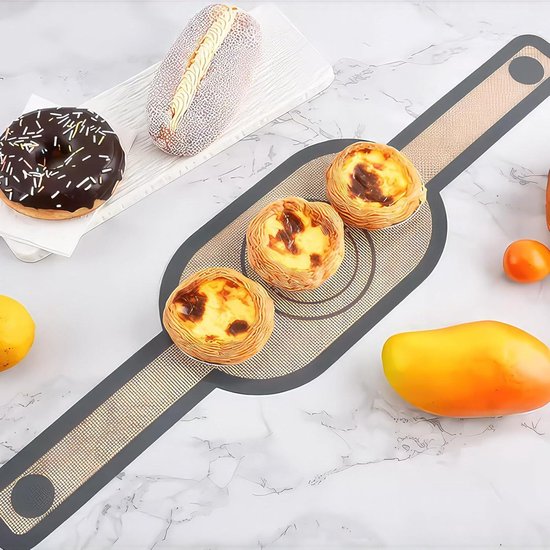 Siliconen Bakmat - Rond met oren - Bread Sling - voor dutch oven - Bruin