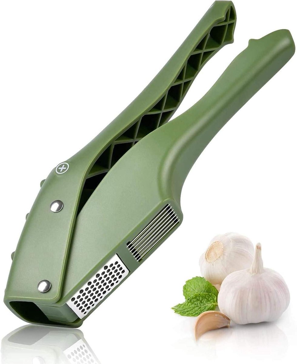 Knoflookpers 2-in-1 knoflooksnijder met reinigingsborstel en siliconen knoflookpijpschiller vaatwasmachinebestendig
