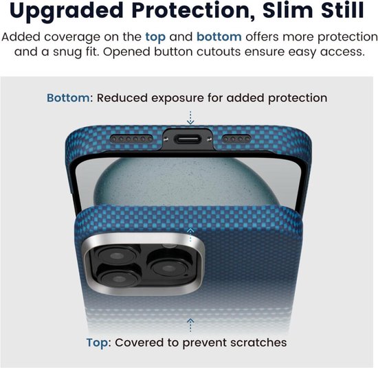 PITAKA Coque MagEZ 6 pour Apple iPhone 16 Pro - Compatible avec MagSafe - Coque arrière en fibres d'aramide 600D - Ultra fine - Moonrise