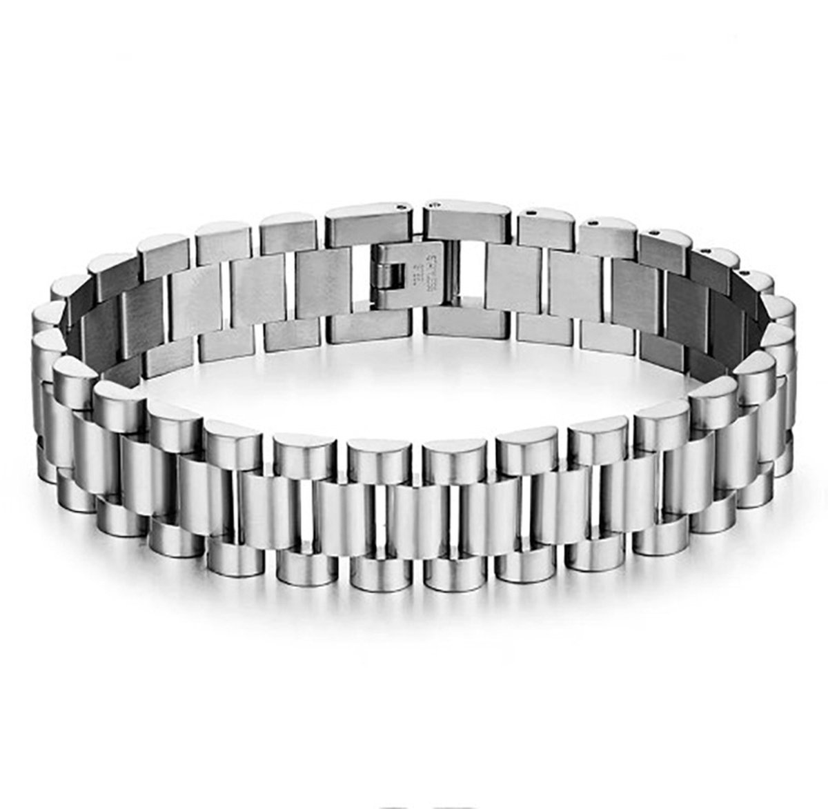 Actie4you® - Heren Armband - Horlogeband Stijl - Zilver kleurig - Staal - 15mm - Schakelarmband - Armbanden - Jubilee Bracelet - President Bracelet - Zilver Breed