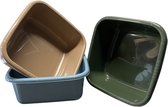 HL - Set 3x stuks - Afwasbakken - Wasbakken - Afwasteil - Afwasbak - Vierkant - Camping - 3 Kleuren - 12 Liter - 36x36x14,5 cm