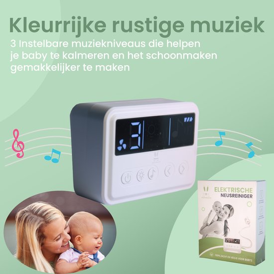 Hunnybunny® Elektrische Neusreiniger voor Baby’s met 3 Muziekjes en Licht - Neuspeer - Aspirator - Neuszuiger - 9 Zuigkrachten van Hunnybunny — afbeelding 3