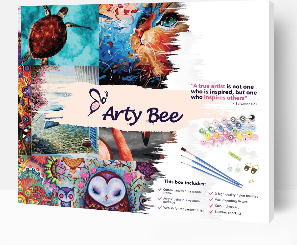 Schilderen Op Nummer Volwassenen DIY Paint By Number Compleet Hobby Pakket op Frame met Vernis - ®Arty Bee - Vrouwelijke Gratie 40x50cm — afbeelding 6
