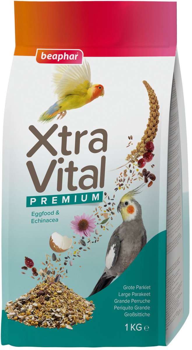Beaphar Xtravital Grote Parkiet - Complete Voeding Met Zaden, Vruchten, Eivoer - 1 kg