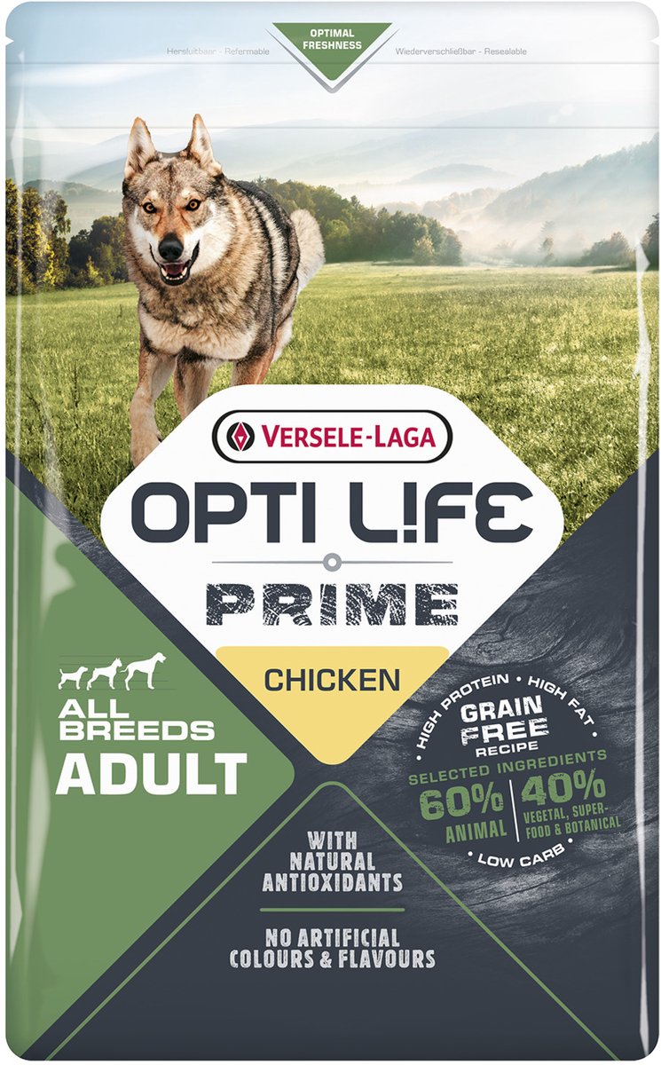 Opti Life Prime Adult All Breeds Kip - Hondenvoer - 2.5 kg Graanvrij