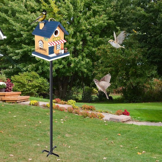 Mât Pour Mangeoire à Oiseaux 233 Cm Réglable - Support Métal Antirouille, Base 5 Griffes - Extérieur