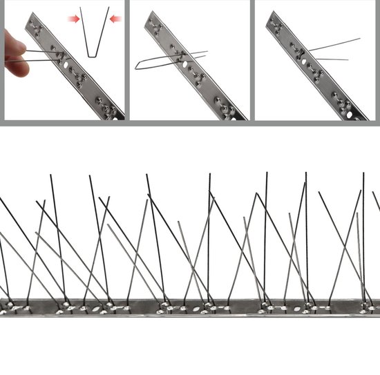 Épingles à pigeons - Acier 300 cm - Pointes anti-pigeons - Épingles à mouettes anti-oiseaux