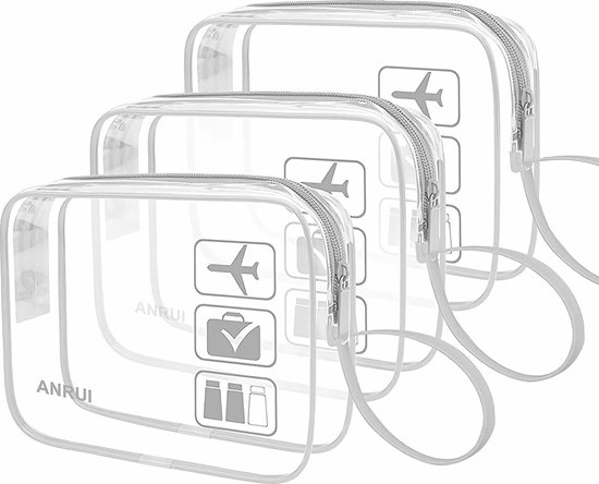 6 x Airport Security Vloeistoffen Zakken - Transparante Plastic Vloeibare Zak 20x20cm voor Handbagage Reisvloeistoffen, Zip Lock & UK Airport Goedgekeurd