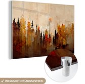 MuchoWow® Glasschilderij 180x120 cm - Schilderij acrylglas - Natuur - Bomen - Kunst - Bruin - Beige - Foto op glas - Muurdecoratie woonkamer - Wanddecoratie slaapkamer - Schilderijen