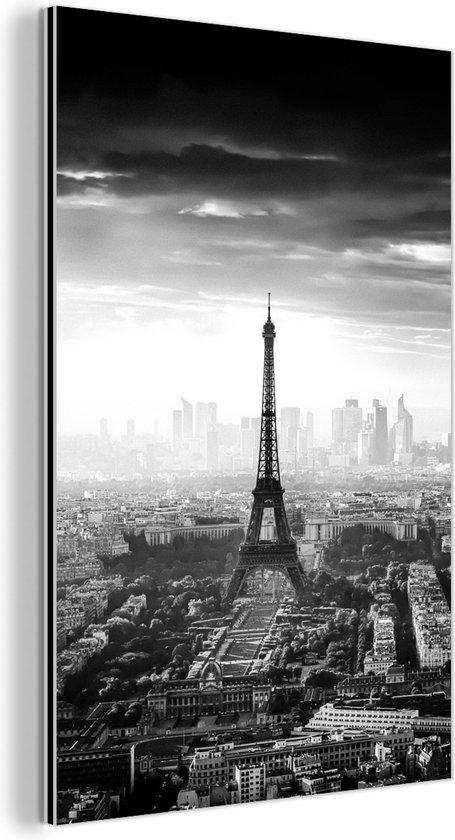 Tableau aluminium 40x60 cm - Décoration murale métal - Paris - Skyline - Tour Eiffel - Ville - Nuages ​​- Décoration murale métal salon - Décoration industrielle - Photo sur dibond - Accessoires industriels chambre