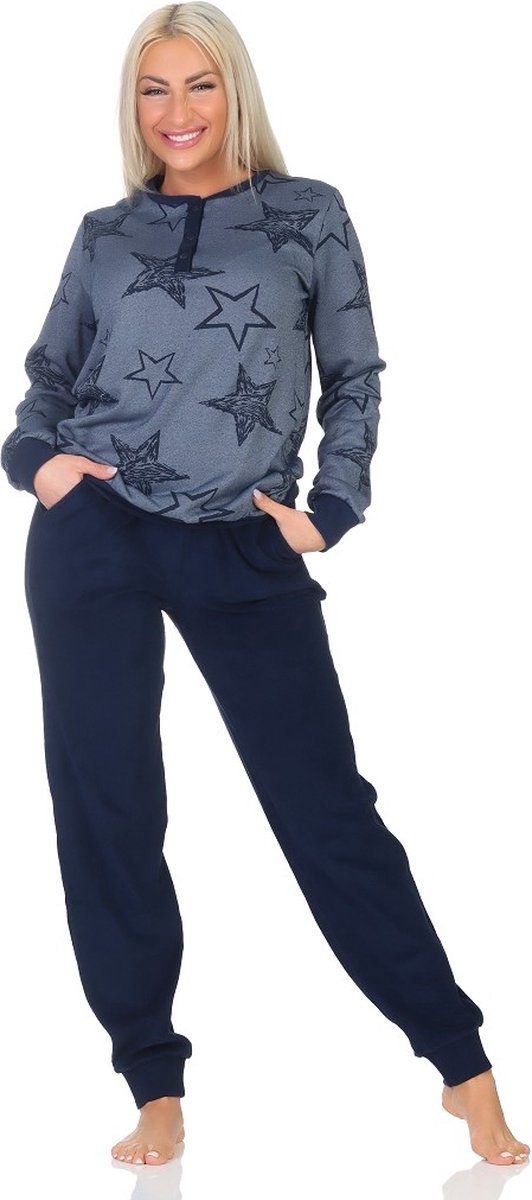 Normann dames pyjama badstof 22420193030 - Blauw - XL 48/50