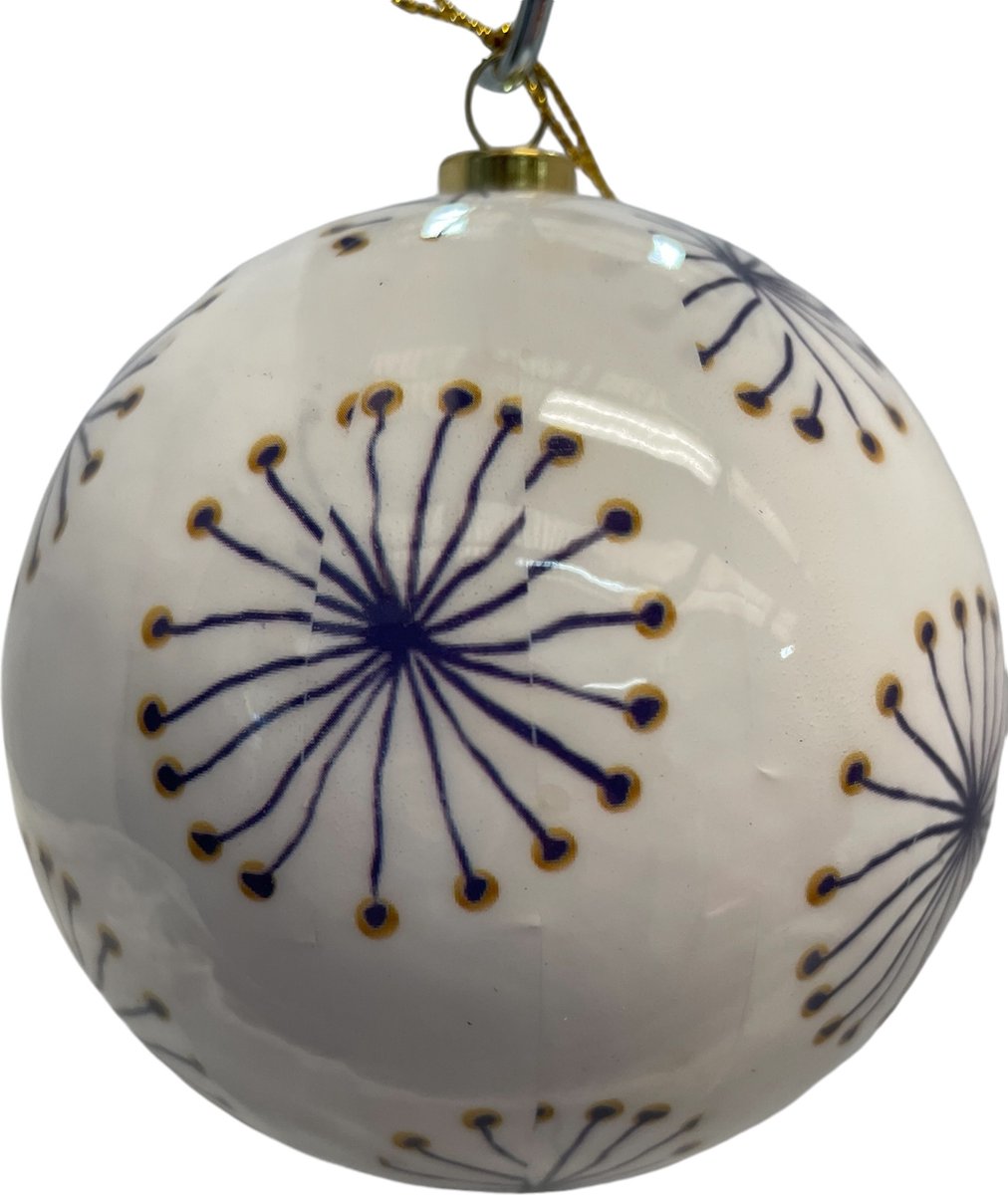 2 Kerstballen Delftsblauw kleur nr. 12