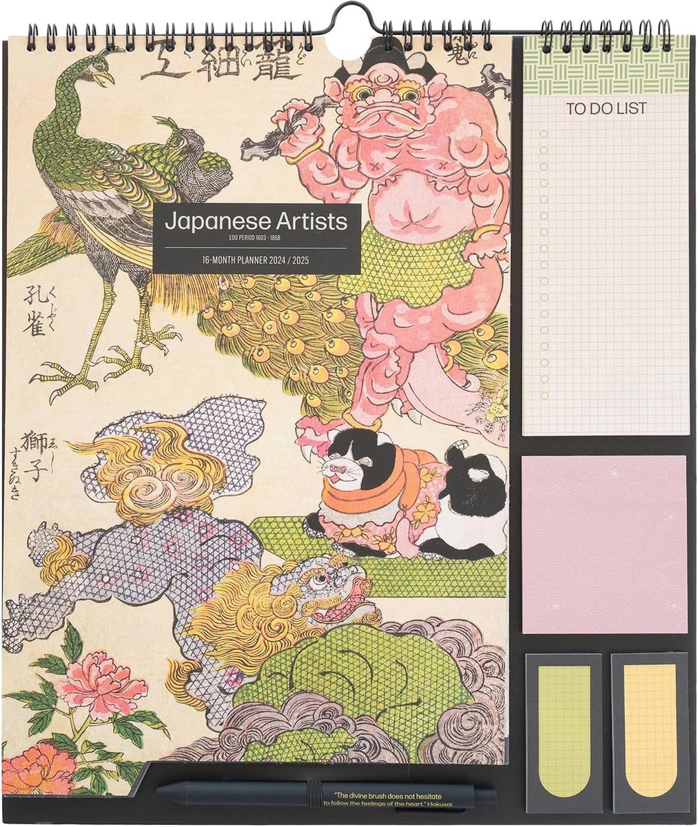 Wandkalender 2024-2025 met Japanse Kunstenaars - 16 Maanden Plannen - Wekelijkse Gezin Planner