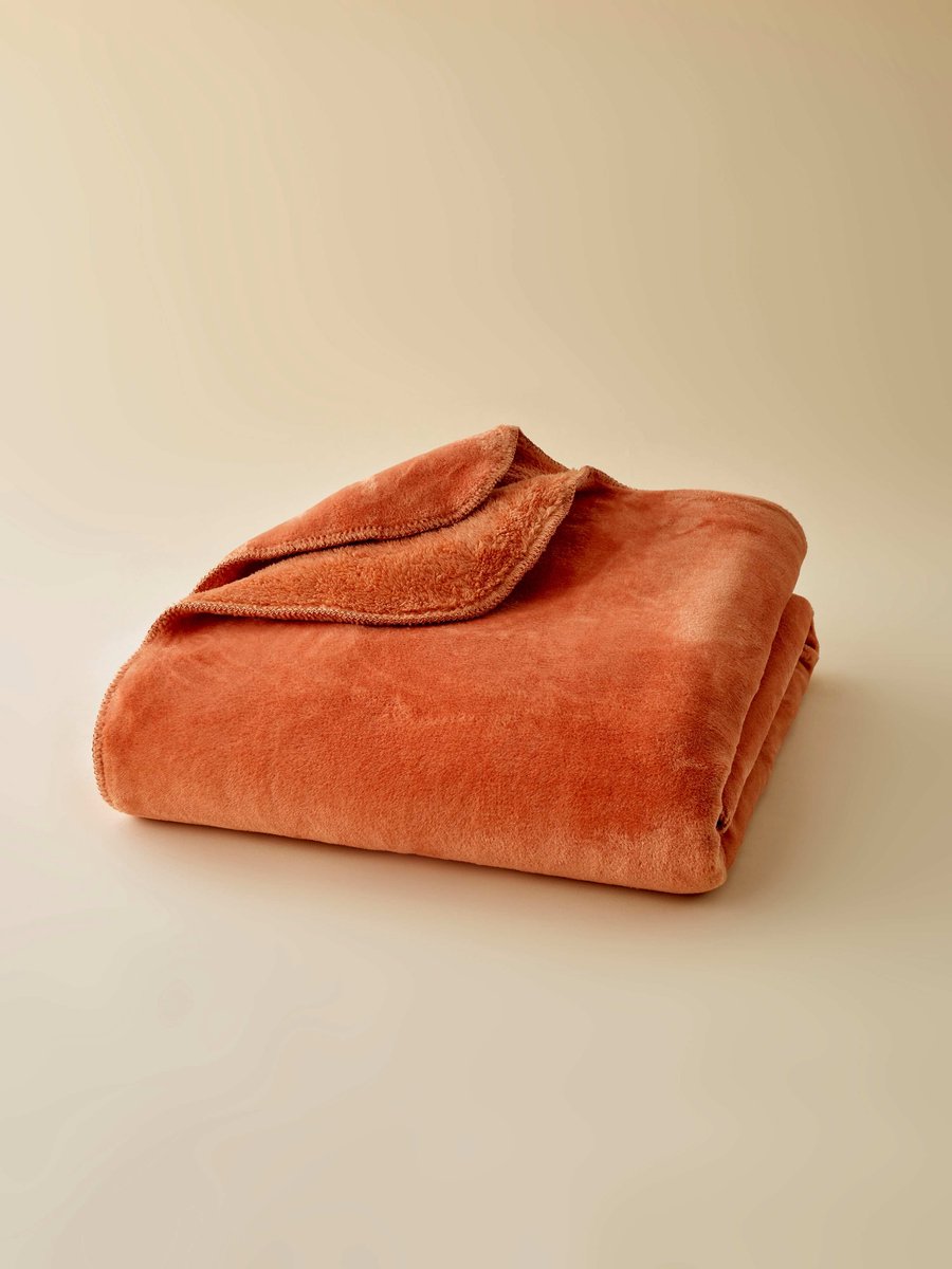 Plaids Cocooning - fleece deken - plaid - Cosy Cornaline orange- super zachte plaid - 150cm x 200 cm